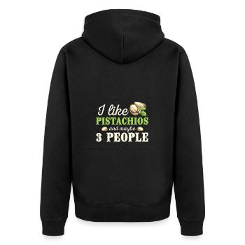 Ich Mag Pistazien Und Vielleicht 3 Personen - Unisex Premium Bio Zip Hoodie - Schwarz - Hinten - Nico (187cm)