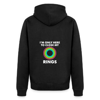 Ich Bin Nur Hier Um Meine Ringe Zu Schließen - Unisex Premium Bio Zip Hoodie - Schwarz - Hinten - Nico (187cm)