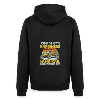 Key to happiness: ride a sand rail and - Unisex Premium Organic Zip Hoodie - black - Back - Nico (187cm)