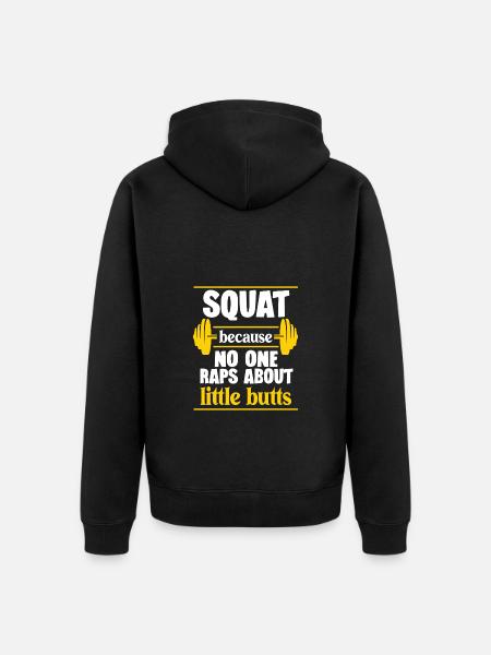 Squat fordi ingen rapper om små numser - Premium økologisk unisex-hættejakke - sort