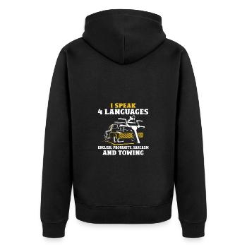 Ich Spreche 4 Sprachen Abschleppen Sarkasmus - Unisex Premium Bio Zip Hoodie - Schwarz - Hinten - Nico (187cm)