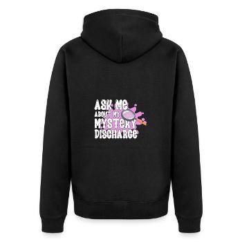 Ask me about my mysterious exit - Unisex Premium Organic Zip Hoodie - black - Back - Nico (187cm)