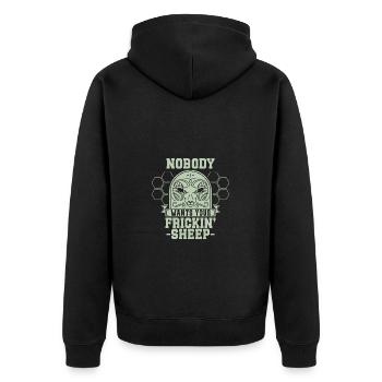 Nobody Wants Your Frickin' Sheep - Humorous - Unisex Premium Organic Zip Hoodie - black - Back - Nico (187cm)