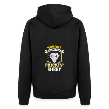 Nobody wants your fucking sheep funny - Unisex Premium Organic Zip Hoodie - black - Back - Nico (187cm)
