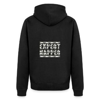 Expert Napper Statement für Ruhige Momente - Unisex Premium Bio Zip Hoodie - Schwarz - Hinten - Nico (187cm)