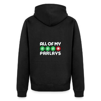 Alle Meine Wettkombinationen Humorvoller - Unisex Premium Bio Zip Hoodie - Schwarz - Hinten - Nico (187cm)