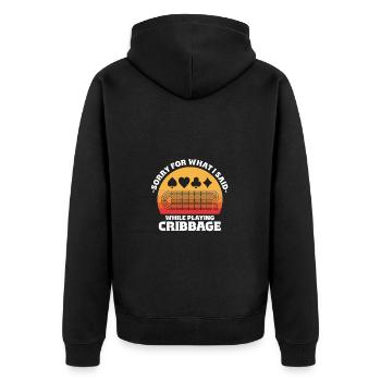 Désolé pour ce que j’ai dit en jouant au cribbage - Veste à capuche bio Premium Unisexe - noir - Dos - Nico (187cm)