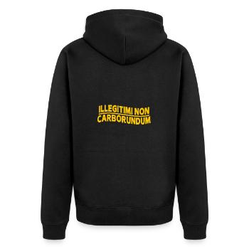 Illegitimi Non Carborundum Aussage Mit Charme - Unisex Premium Bio Zip Hoodie - Schwarz - Hinten - Nico (187cm)