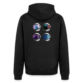 Zum Flug bereit - Unisex Premium Bio Zip Hoodie - Schwarz - Hinten - Nico (187cm)