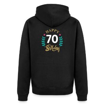 70 happy birthday - Unisex Premium Bio Zip Hoodie - Schwarz - Hinten - Nico (187cm)