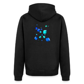 3D-Würfel - Unisex Premium Bio Zip Hoodie - Schwarz - Hinten - Nico (187cm)