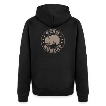 Team Wombat - Unisex Premium Bio Zip Hoodie - Schwarz - Hinten - Nico (187cm)