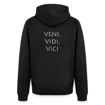 Veni vidi vici - Unisex Premium Bio Zip Hoodie - Schwarz - Hinten - Nico (187cm)