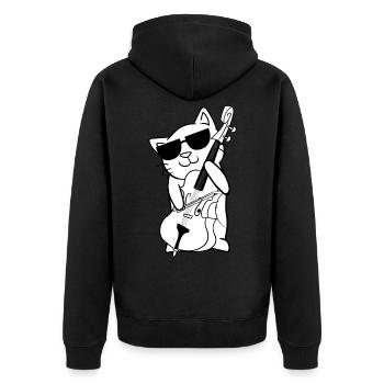 Cellospieler Cellist Musical Katzenliebhaber Kitty - Unisex Premium Bio Zip Hoodie - Schwarz - Hinten - Nico (187cm)