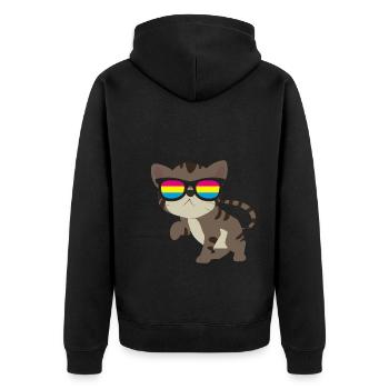 LGBT Cat Pan Pride Month Gift Pansexual - Unisex Premium Organic Zip Hoodie - black - Back - Nico (187cm)