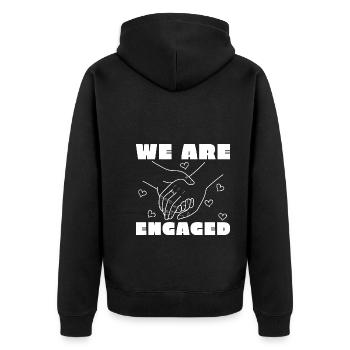 Wedding Proposal Couple Gift Engagement - Unisex Premium Organic Zip Hoodie - black - Back - Nico (187cm)