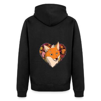 Waldbewohner Herz Wald Tier Liebe Geschenk Fuchs - Unisex Premium Bio Zip Hoodie - Schwarz - Hinten - Nico (187cm)