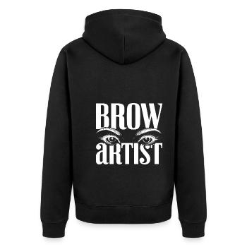 Eyebrow Beautician Gift Brow Artist - Unisex Premium Organic Zip Hoodie - black - Back - Nico (187cm)