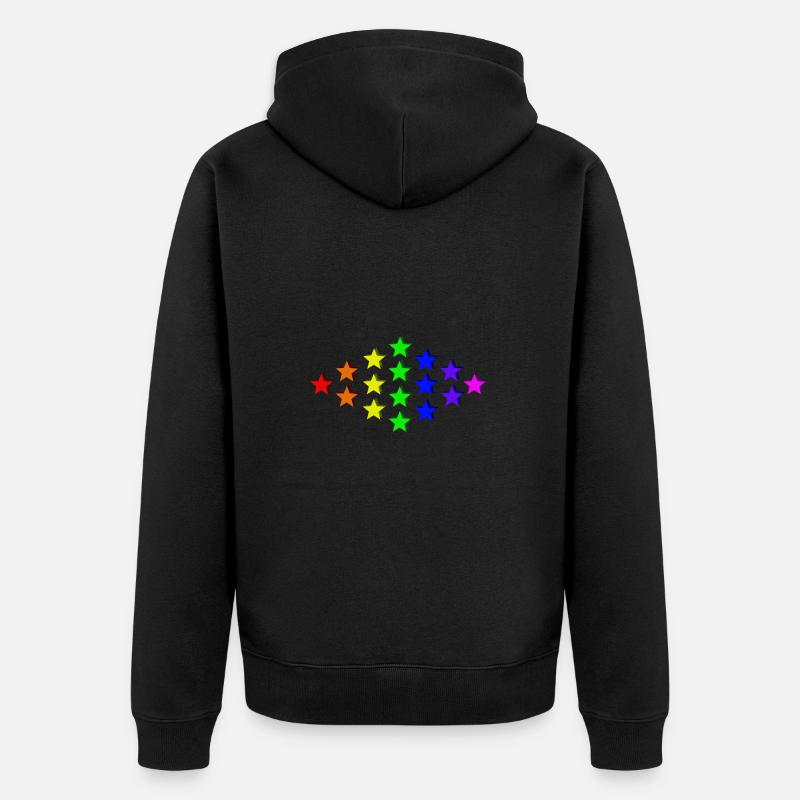 Sterne bunt Regenbogen Geschenkidee - Unisex Premium Bio Zip Hoodie - Schwarz