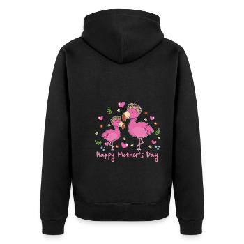 Maman animal Flamingo pour la fête des mères - Veste à capuche bio Premium Unisexe - noir - Dos - Nico (187cm)