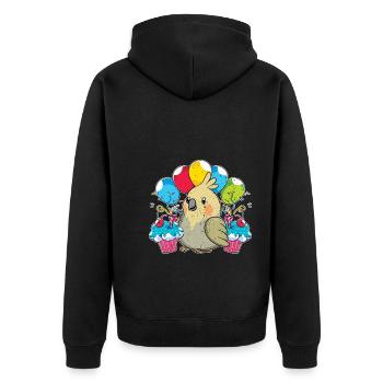 Bird Birthday Party Gift Cockatiel - Unisex Premium Organic Zip Hoodie - black - Back - Nico (187cm)