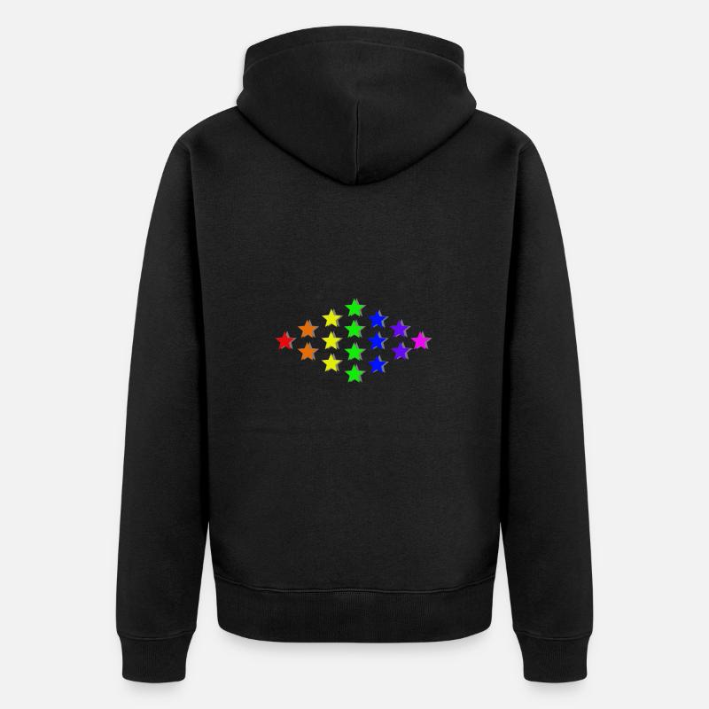 Sterne Regenbogen Geschenkidee bunt - Unisex Premium Bio Zip Hoodie - Schwarz