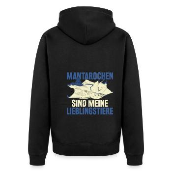 Lieblingstier Ozean Tier Geschenk Mantarochen - Unisex Premium Bio Zip Hoodie - Schwarz - Hinten - Nico (187cm)