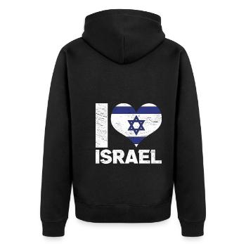 Israel Liebe Israelische Flagge Geschenk Israel - Unisex Premium Bio Zip Hoodie - Schwarz - Hinten - Nico (187cm)