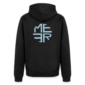 Meer türkis - Unisex Premium Bio Zip Hoodie - Schwarz - Hinten - Nico (187cm)