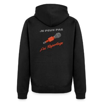 Je peux pas j'ai reportage - journaliste - Veste à capuche bio Premium Unisexe - noir - Dos - Nico (187cm)