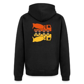 Concrete mixing vehicle and mirror image - Unisex Premium Organic Zip Hoodie - black - Back - Nico (187cm)