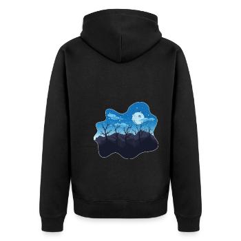 Paysage forestier Arbres Cadeau Pleine Lune Nature - Veste à capuche bio Premium Unisexe - noir - Dos - Nico (187cm)