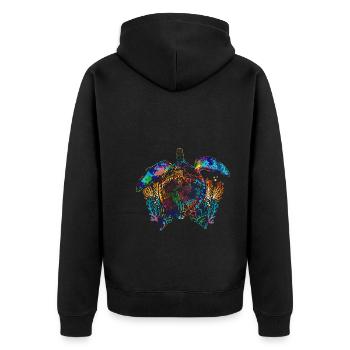 Polynesia Sea Animal Gift Colorful Turtle - Unisex Premium Organic Zip Hoodie - black - Back - Nico (187cm)