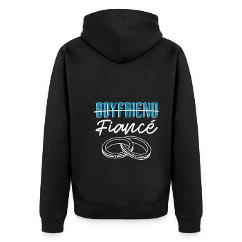 Fiancé, Partner, Boyfriend, Gift, Engagement - Unisex Premium Organic Zip Hoodie - black - Back - Nico (187cm)
