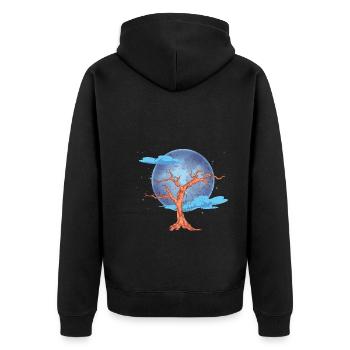 Naturliebhaber Baum Geschenk Vollmond Natur - Unisex Premium Bio Zip Hoodie - Schwarz - Hinten - Nico (187cm)