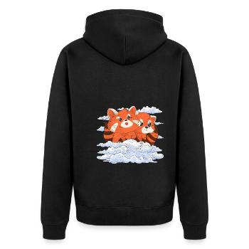 Chinese Animal Gift Clouds Red Panda - Unisex Premium Organic Zip Hoodie - black - Back - Nico (187cm)