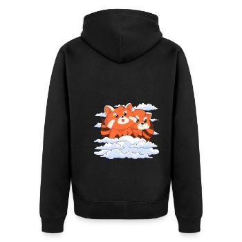 Cute Zoo Animal Gift Clouds Red Panda - Unisex Premium Organic Zip Hoodie - black - Back - Nico (187cm)