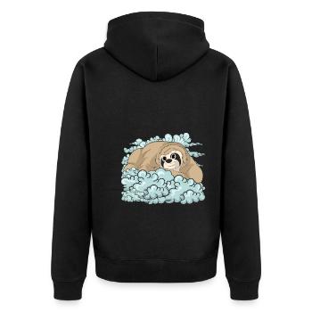 Lazy Zoo Animal Gift Cute Clouds Sloth - Unisex Premium Organic Zip Hoodie - black - Back - Nico (187cm)