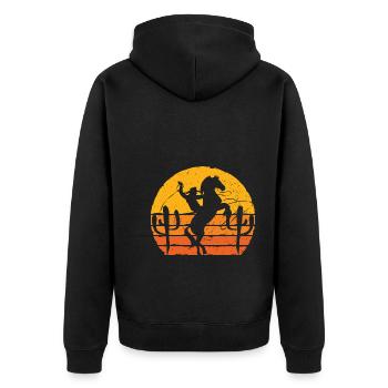 Texas Rodeo cadeau rétro coucher de soleil Cowboy - Veste à capuche bio Premium Unisexe - noir - Dos - Nico (187cm)