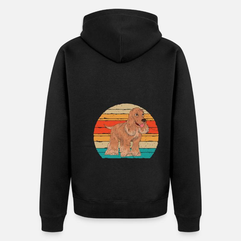Retro Cocker Spaniel - Unisex Premium Bio Zip Hoodie - Schwarz