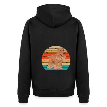 Retro Dog Lover Dogs Gift Cocker Spaniel - Unisex Premium Organic Zip Hoodie - black - Back - Nico (187cm)