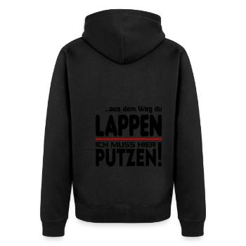 Putzen Putzfrau Gebäudereiniger Reinigungskraft - Unisex Premium Bio Zip Hoodie - Schwarz - Hinten - Nico (187cm)