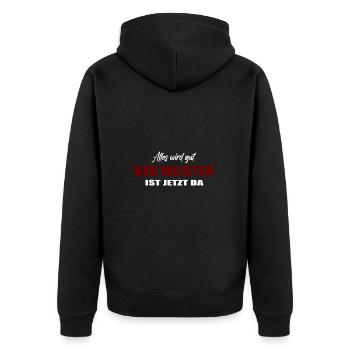 Meister - Unisex Premium Bio Zip Hoodie - Schwarz - Hinten - Nico (187cm)