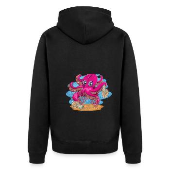 Cute Octopus Ocean Animal Lover Gift Octopus - Unisex Premium Organic Zip Hoodie - black - Back - Nico (187cm)