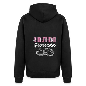 Fiancé, Partner, Girlfriend, Gift, Engagement - Unisex Premium Organic Zip Hoodie - black - Back - Nico (187cm)