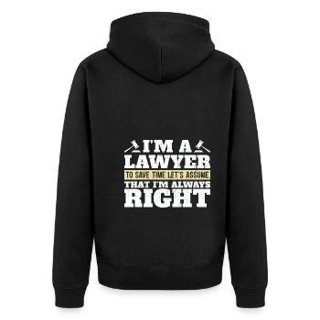 Lass uns annehmen ich habe immer Recht Anwalt - Unisex Premium Bio Zip Hoodie - Schwarz - Hinten - Nico (187cm)