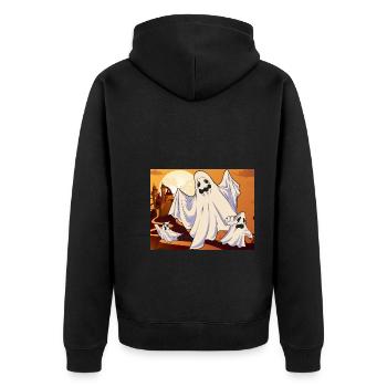 Effrayant cadeau d’Halloween Full Moon Ghost - Veste à capuche bio Premium Unisexe - noir - Dos - Nico (187cm)