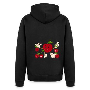 Fruit Cherries Summer Fruit Gift Cherry - Unisex Premium Organic Zip Hoodie - black - Back - Nico (187cm)