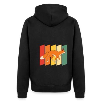 Natur Waldbewohner Wald Tier Geschenk Retro Fuchs - Unisex Premium Bio Zip Hoodie - Schwarz - Hinten - Nico (187cm)