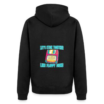 Lass Uns Zusammenhalten Wie Floppy Disks - Unisex Premium Bio Zip Hoodie - Schwarz - Hinten - Nico (187cm)